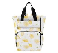 Mnsruu Watercolor Lemon Pattern Baby Diaper Bag Backpack Large Bag Waterproof Travel Diaper Bags for Moms and Dads
