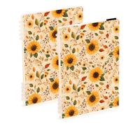 Mnsruu Watercolor Sunflower Pattern Spiral Notebook Journals 2 Pack, Hardcover Lined Journal for Women, A5 College Ruled Notebooks for Journaling Writing Work Office School 5.7x8.3 Inch