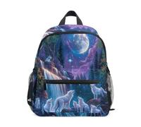 Mnsruu Waterfall Moon White Wolf Toddler Backpack Preschool Rucksack Kids Boys Girls Kindergarten School Bag