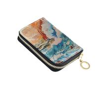 Mnsruu Waves Rolling in The Sunset Small Compact Card Case with 11 Slots for Credit Cards, Cash & Coins, RFID Blocking Wallet for Travel & Everyday Use