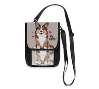 Mnsruu Welsh Corgi Dog and Red Hearts Travel Wallet Passport Holder Credit Card Gadget Holder Pouch Bag Unisex Crossbody Wallet Travel Neck Wallet with Adjustable Strap