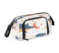 Mnsruu Whale Pale Yellow Stars Pencil Case Large Capacity Pencil Pouch Stationery Bag for Office School