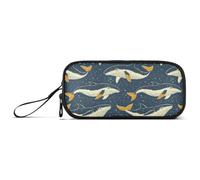 Mnsruu Whale Starry Star Pencil Case Large Capacity Pen Bag 3 Compartment Pencil Pouch Stationery for Office College School Teen Student Girl Boy
