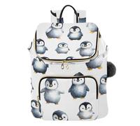 Mnsruu White Cute Penguin Backpack for Women Travel Anti Theft Rucksack Large Casual Daypacks Quilted Laptop Purse Ladies Fashion Handbag