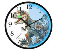 Mnsruu White Dragon Dinosaur Wall Clock Luminous Bedroom Clocks Battery Operated Silent Glow in the Dark Clock for Living Room Kitchen 12 Inch