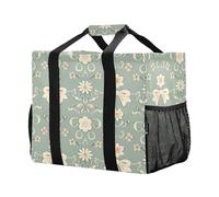 Mnsruu White Flower Butterfly Pattern Reusable Grocery Bags Shopping Bags Kitchen Travel Tote Bag Washable Beach Bag