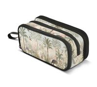 Mnsruu Wild Animal Palm Tree Africa Animal Pencil Case Big Capacity Pen Bag Pouch Holder 3 Compartments Large Pencil Box for Boys Girls School Storage Organizer