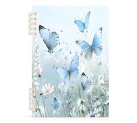 Mnsruu Wild Flower Butterflies Spiral Notebook Journals 1 Pack, Hardcover Lined Journal for Women, A5 College Ruled Notebooks for Journaling Writing Work Office School 5.7x8.3 Inch
