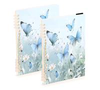 Mnsruu Wild Flower Butterflies Spiral Notebook Journals 2 Pack, Hardcover Lined Journal for Women, A5 College Ruled Notebooks for Journaling Writing Work Office School 5.7x8.3 Inch