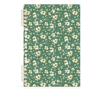 Mnsruu Wild Flower Green Spiral Notebook Journals 1 Pack, Hardcover Lined Journal for Women, A5 College Ruled Notebooks for Journaling Writing Work Office School 5.7x8.3 Inch