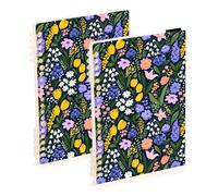 Mnsruu Wild Flowers Tulip Spiral Notebook Journals 2 Pack, Hardcover Lined Journal for Women, A5 College Ruled Notebooks for Journaling Writing Work Office School 5.7x8.3 Inch