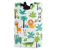Mnsruu Wild Jungle Animals Lion Giraffe Elephant Laundry Hamper,Round Waterproof Collapsible Storage Basket Bin for Dirty Clothes Toys¡