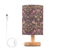 Mnsruu William Morris Prints 1R0T17 Small Table Lamp for Bedroom Living Room,Bedside Lamps Nightstand Lamps