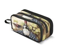 Mnsruu Wine Grapes Old Pencil Case Large Capacity Pencil Pouch with 3 Compartments Stationery Case Pen Bag for Boys Girls Kids Adults School Office