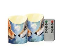 Mnsruu Wolf Couple Flameless Candles, Realistic Moving Wick Flickering LED Pillar Candles with Remote Control, Battery Powered Soft Warm Lights for Home Wedding Indoor Outdoor Decor, Set of 2