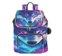 Mnsruu Wolf Galaxy Space Wolves Stars Backpack for Women Travel Anti Theft Rucksack Large Casual Daypacks Quilted Laptop Purse Ladies Fashion Handbag