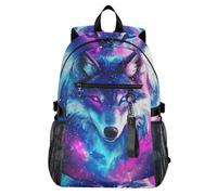 Mnsruu Wolf Galaxy Space Wolves Stars Travel Laptop Backpack Women Men School Bag Lightweight Casual Daypack for College School 14" Computer Rucksack