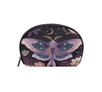 MNSRUU Women Cosmetic Bag for Purse Small Goth Skull White Makeup Bag Accessories Purse Bag Travel Organizer Pouch with Compartment, Moths I18597, One Size