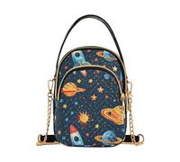 Mnsruu Women Girls Crossbody Bag, Rockets Stars Planets Ladies Shoulder Bag, Cellphone Handbags Coin Purse Wallet Gifts