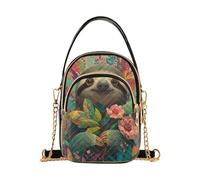 Mnsruu Women Girls Crossbody Bag, Sloth in Jungle Ladies Shoulder Bag, Cellphone Handbags Coin Purse Wallet Gifts