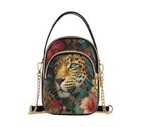 Mnsruu Women Girls Crossbody Bag, Tiger Tropical Jungle Flower Ladies Shoulder Bag, Cellphone Handbags Coin Purse Wallet Gifts