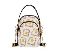 Mnsruu Women Girls Crossbody Bag, Toast Bread Eggs Ladies Shoulder Bag, Cellphone Handbags Coin Purse Wallet Gifts