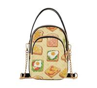 Mnsruu Women Girls Crossbody Bag, Toast Meat Eggs Ladies Shoulder Bag, Cellphone Handbags Coin Purse Wallet Gifts