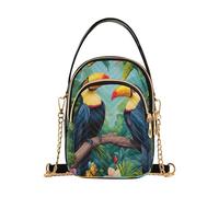 Mnsruu Women Girls Crossbody Bag, Tropical Jungle Toucans Ladies Shoulder Bag, Cellphone Handbags Coin Purse Wallet Gifts