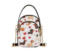 Mnsruu Women Girls Crossbody Bag, Various Dachshund Dogs Red Hearts Ladies Shoulder Bag, Cellphone Handbags Coin Purse Wallet Gifts