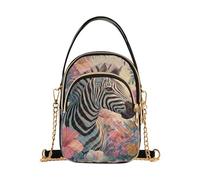 Mnsruu Women Girls Crossbody Bag, Zebra Jungle Flower Ladies Shoulder Bag, Cellphone Handbags Coin Purse Wallet Gifts