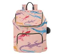 Mnsruu Women’s Quilted Backpack Quilted Backpack for Women Colorful Lizards Seamless Travel Laptop Bag with Luggage Strap & Hidden Pockets Lightweight Casual Work College Daypack