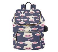 Mnsruu Women’s Quilted Backpack Quilted Backpack for Women Cute Cow Purple Travel Laptop Bag with Luggage Strap & Hidden Pockets Lightweight Casual Work College Daypack