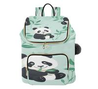 Mnsruu Women’s Quilted Backpack Quilted Backpack for Women Cute Panda with Bamboo Travel Laptop Bag with Luggage Strap & Hidden Pockets Lightweight Casual Work College Daypack (29 × 17 × 36 cm)