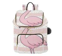 Mnsruu Women’s Quilted Backpack Quilted Backpack for Women Pink Flamingo Crown Travel Laptop Bag with Luggage Strap & Hidden Pockets Lightweight Casual Work College Daypack (29 × 17 × 36 cm)