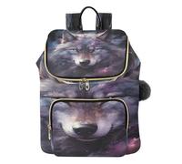 Mnsruu Women’s Quilted Backpack Quilted Backpack for Women Wolf Staring at You Travel Laptop Bag with Luggage Strap & Hidden Pockets Lightweight Casual Work College Daypack