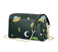 Mnsruu Women's Crossbody Bag Alien Ufo Outer Space Shoulder Bag PU Leather Handbag
