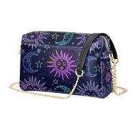 Mnsruu Women's Crossbody Bag Boho Witchy Magic Moon Sun Star Shoulder Bag PU Leather Handbag