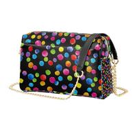 Mnsruu Women's Crossbody Bag Colorful Polka Dot Pattern Shoulder Bag PU Leather Handbag