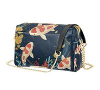 Mnsruu Women's Crossbody Bag Drawing Koi Shoulder Bag PU Leather Handbag
