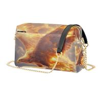 Mnsruu Women's Crossbody Bag Eagles Flying Through Flames Shoulder Bag PU Leather Handbag