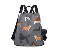 Mnsruu Women's Fashion Backpacks Dog Breeds Vector Anti Theft Backpacks Travel Backpack,Lightweight and Secure Bag
