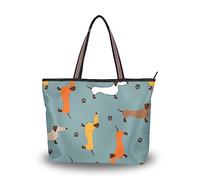 Mnsruu Womens Tote Handbags Dachshund Dog Tote Bag with Zipper Ladies Tote Shoulder bag Shopping Bag Large Casual Beach Bag Work Bag