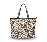 Mnsruu Womens Tote Handbags Leopard Print Cheetah Tote Bag with Zipper Ladies Tote Shoulder bag Shopping Bag Casual Beach Bag Work Bag