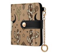Mnsruu Womens Wallet Cute Small Wallets for WomenCow Bone Cactus Pattern Ladies Purse with RFID Protection Wallet Coin Purse with ID Window