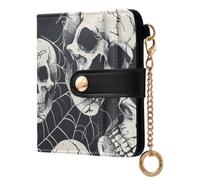 Mnsruu Womens Wallet Cute Small Wallets for WomenHuman Skulls Spider Web Ladies Purse with RFID Protection Wallet Coin Purse with ID Window