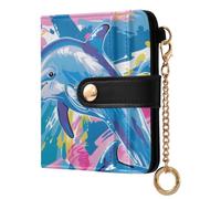 Mnsruu Womens Wallet Cute Small Wallets for WomenLily Pulitzer Loose Brush Strokes Dolphins Ladies Purse with RFID Protection Wallet Coin Purse with ID Window