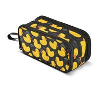 Mnsruu Yellow Duck Black Pencil Case Large Capacity Pencil Pouch with 3 Compartments Stationery Case Pen Bag for Boys Girls Kids Adults School Office