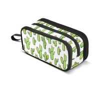 Mnsruu Yellow Flower Cactus White Pencil Case Large Capacity Pen Bag 3 Compartment Pencil Pouch Stationery for Office College School Teen Student Girl Boy