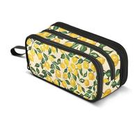Mnsruu Yellow Lemons Limon Pencil Case Large Capacity Pencil Pouch with 3 Compartments Stationery Case Pen Bag for Boys Girls Kids Adults School Office