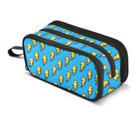 Mnsruu Yellow Lightning Pencil Case Large Capacity Pen Pouch Pencil Bag with 3 Compartments Pen Holder Organizer Stationery Bag